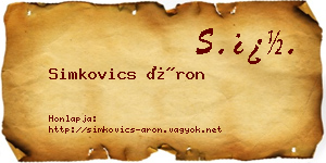 Simkovics Áron névjegykártya