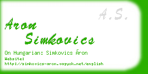 aron simkovics business card